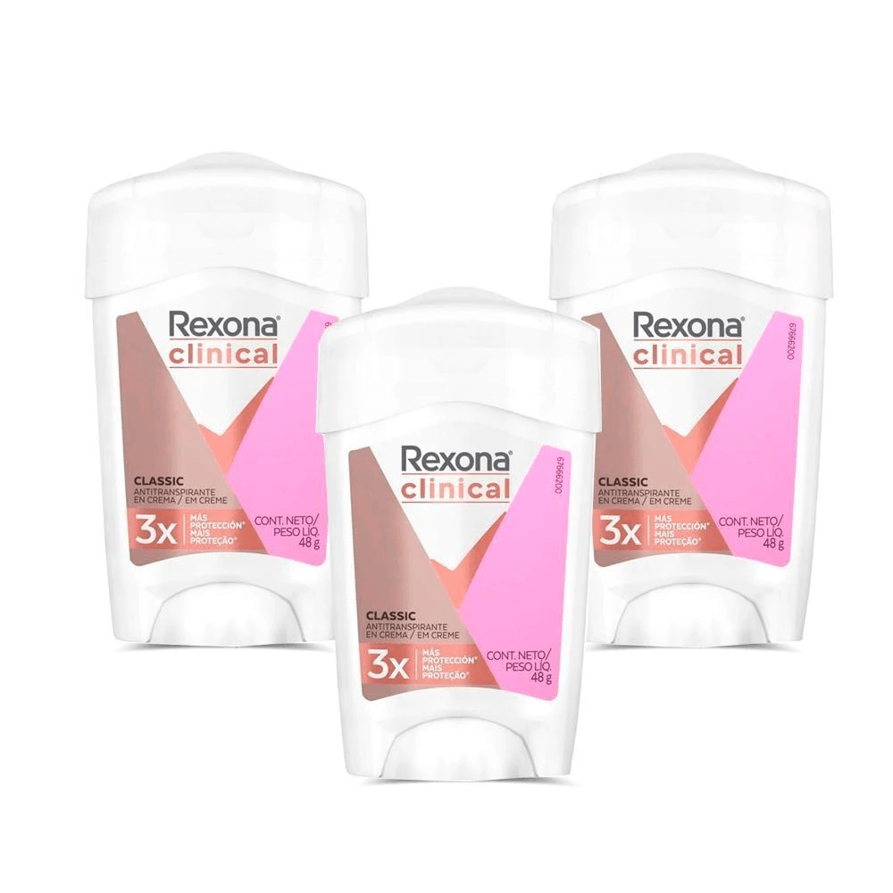 KIT DES CR REXONA CLINICAL CLASSIC C/3 48G - alexfarma