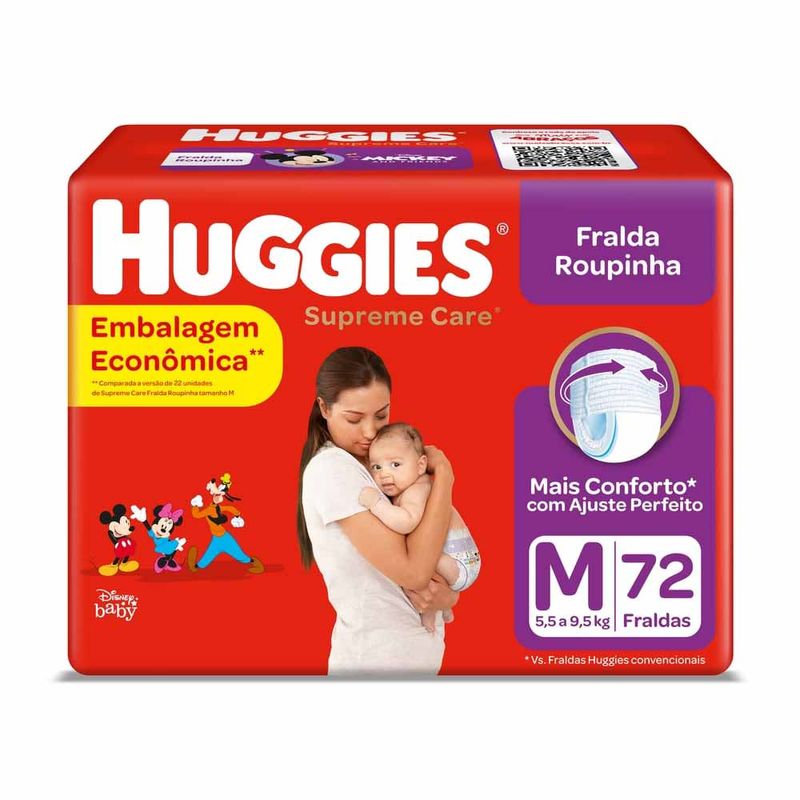 FRALDA-HUGGIES-ROUPINHA-SUPREME-CARE-M72-UNID-7896007551262