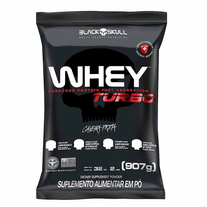 WHEY-REFIL-TURBO-BLACK-SKULL-MORANGO-907G-7898708730168