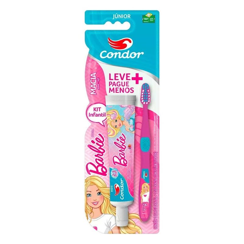 KIT-INF-ESCOVA-DENTAL-E-GEL-CONDOR-BARBIE