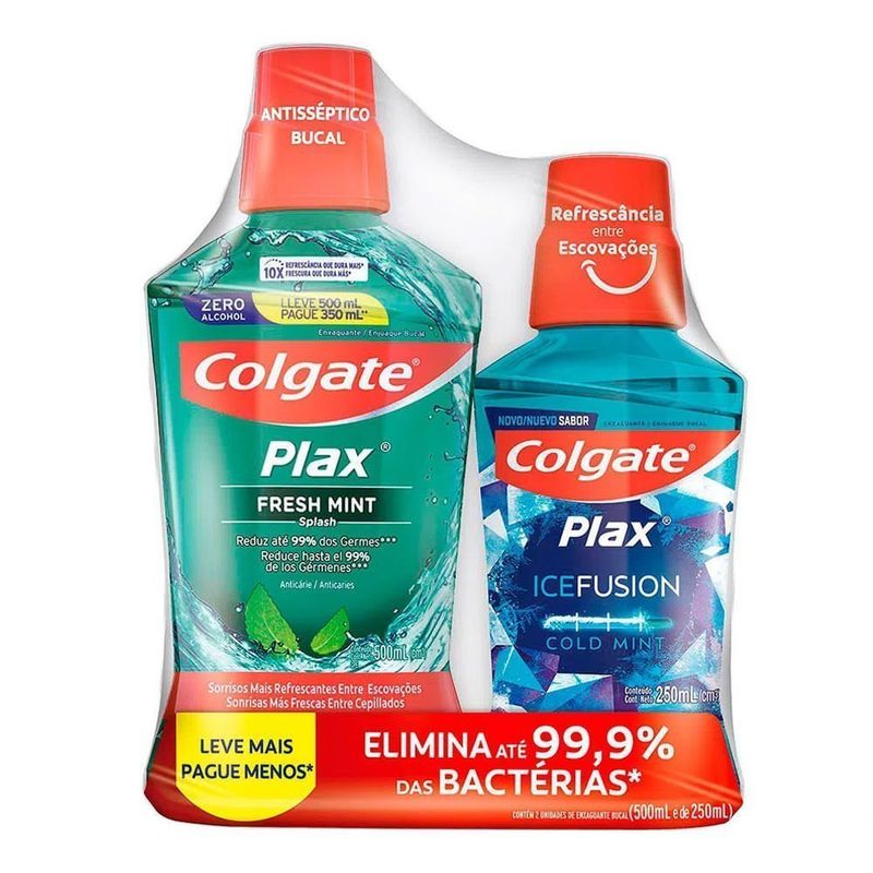 KIT ENXAG BUCAL PLAX FRESH MINT LV500 PG350 + 250ML KIT ENXAG BUCAL COLGATE PG500 LV250ML FRESH MINT ICEFUSION