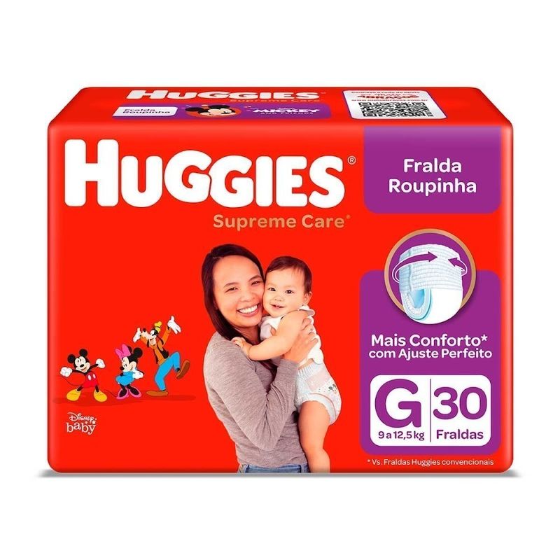 FRALDA-HUGGIES-ROUPINHA-SUPREME-CARE-G-30UNID