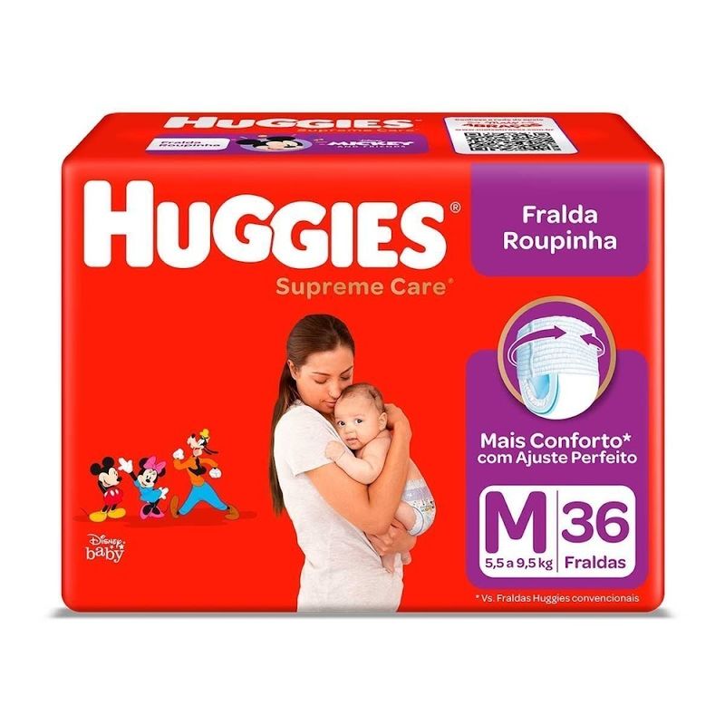 FRALDA-HUGGIES-ROUPINHA-SUPREME-CARE-M-36UNID