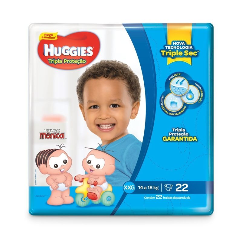 FRALDA HUGGIES XXG 22 UN TRIPLA PROTECAO FRALDA HUGGIES TRIPLA PROTECAO XXG 22UNID