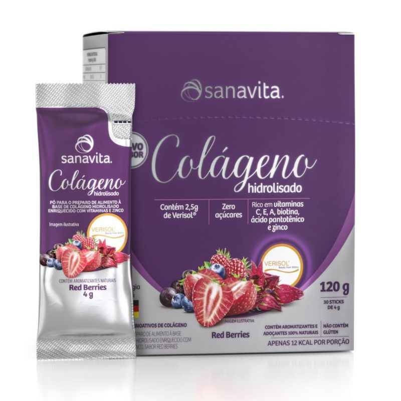 COLAGENO VERISOL SANAVITA RED BERRIES 30 SACHES COLAGENO VERISOL SANAVITA RED BERRIES 30 SACHES
