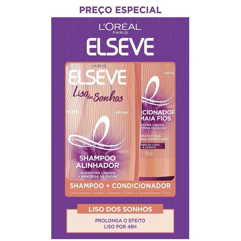 KIT ELSEVE SH 375ML+COND 170ML LISO DOS SONHOS