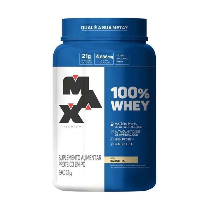 WHEY 100% BAUNILHA 900G MAX TITANIUM WHEY 100% BAUNILHA 900G MAX TITANIUM