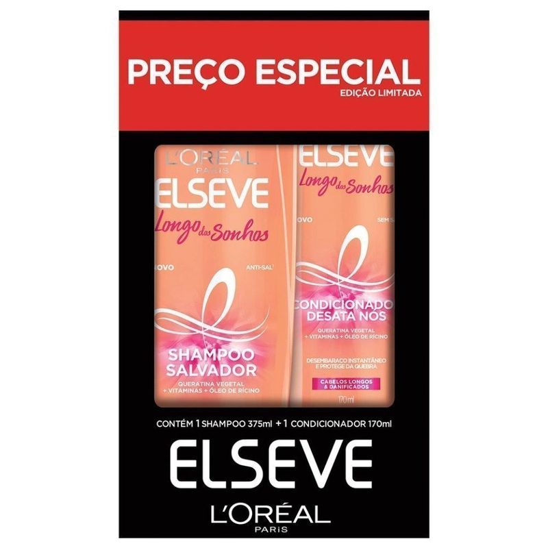 KIT ELSEVE SH 375ML+COND 170ML LONGO DOS SONHOS