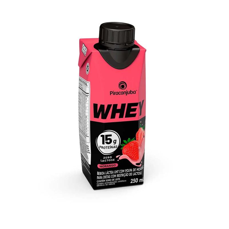 BEBIDA PIRAC WHEY 15G MORANGO 250ML BEBIDA LACTEA PIRACANJUBA WHEY MORANGO 250ML ZERO LACTOSE